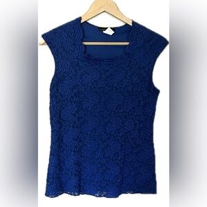 Woman’s royal blue lacy sleeveless blouse shirt size M